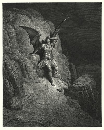 Ilustração de Gustave Dore para Miltons Paradise Lost, Livro IV, linhas 73, 74 de Gustave Dore